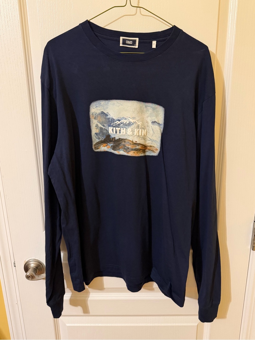 Kith Navy Long Sleeve Mountain Graphic Tee